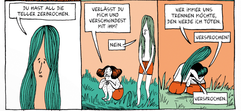 Drei Bilder aus dem Comic "Gousse & Gigot" von Anne Simon